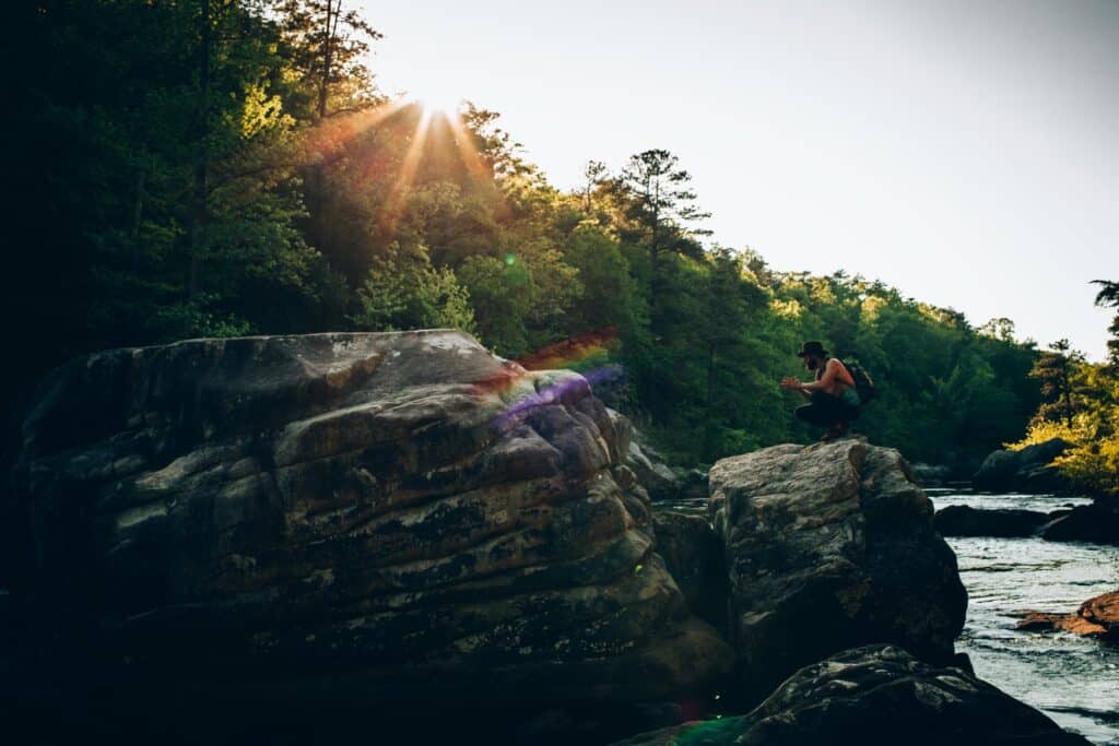 A man enjoys time outdoors after comleting meth addiction treatment in Lawrenceville.
