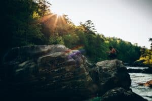 A man enjoys time outdoors after comleting meth addiction treatment in Lawrenceville.