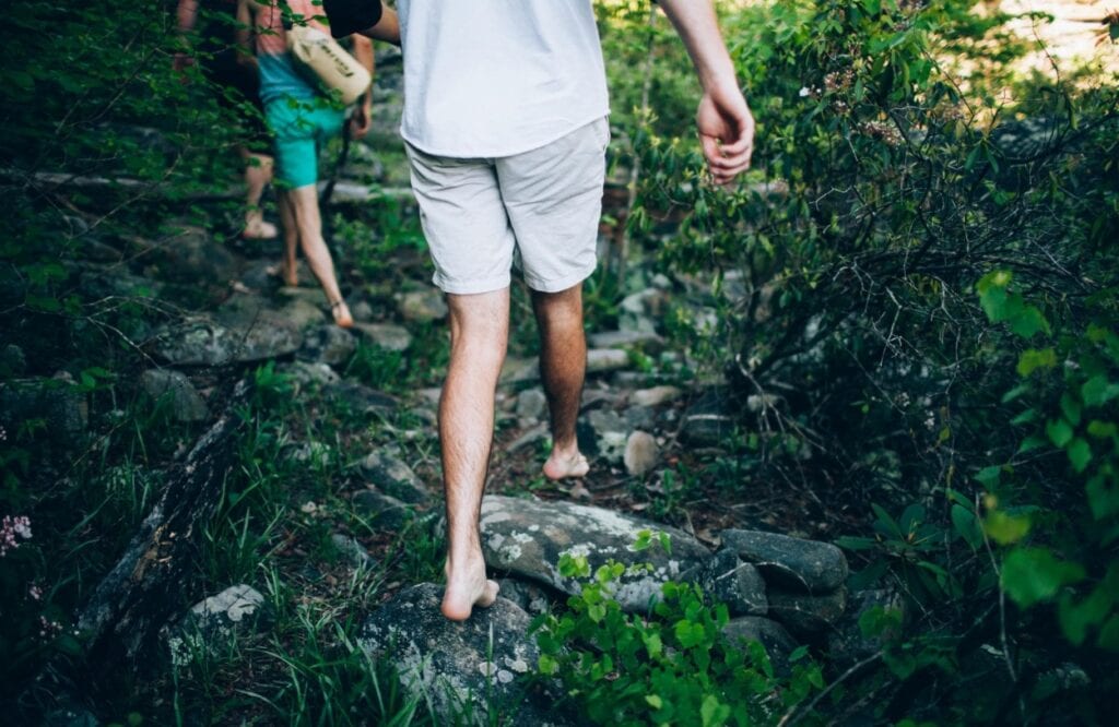 Men enjoy a hike during fentanyl addiction treatment in Lawrenceville.
